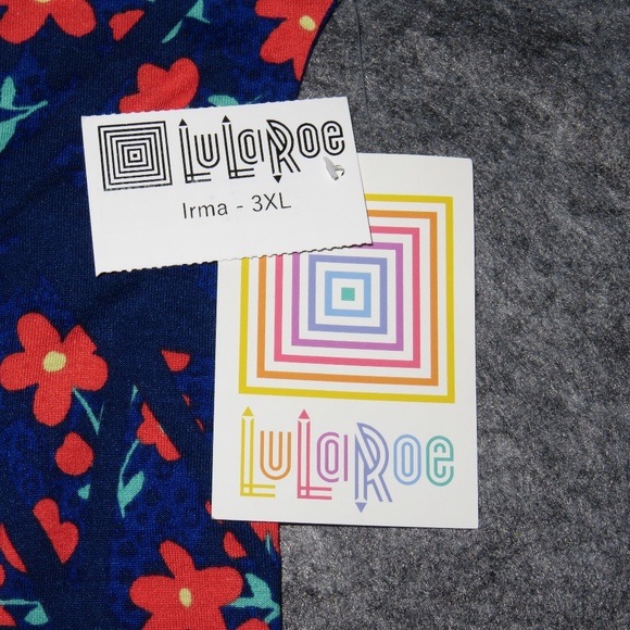LULAROE  Irma Tunic 3XL Blue Floral NWT - Picture 5 of 5